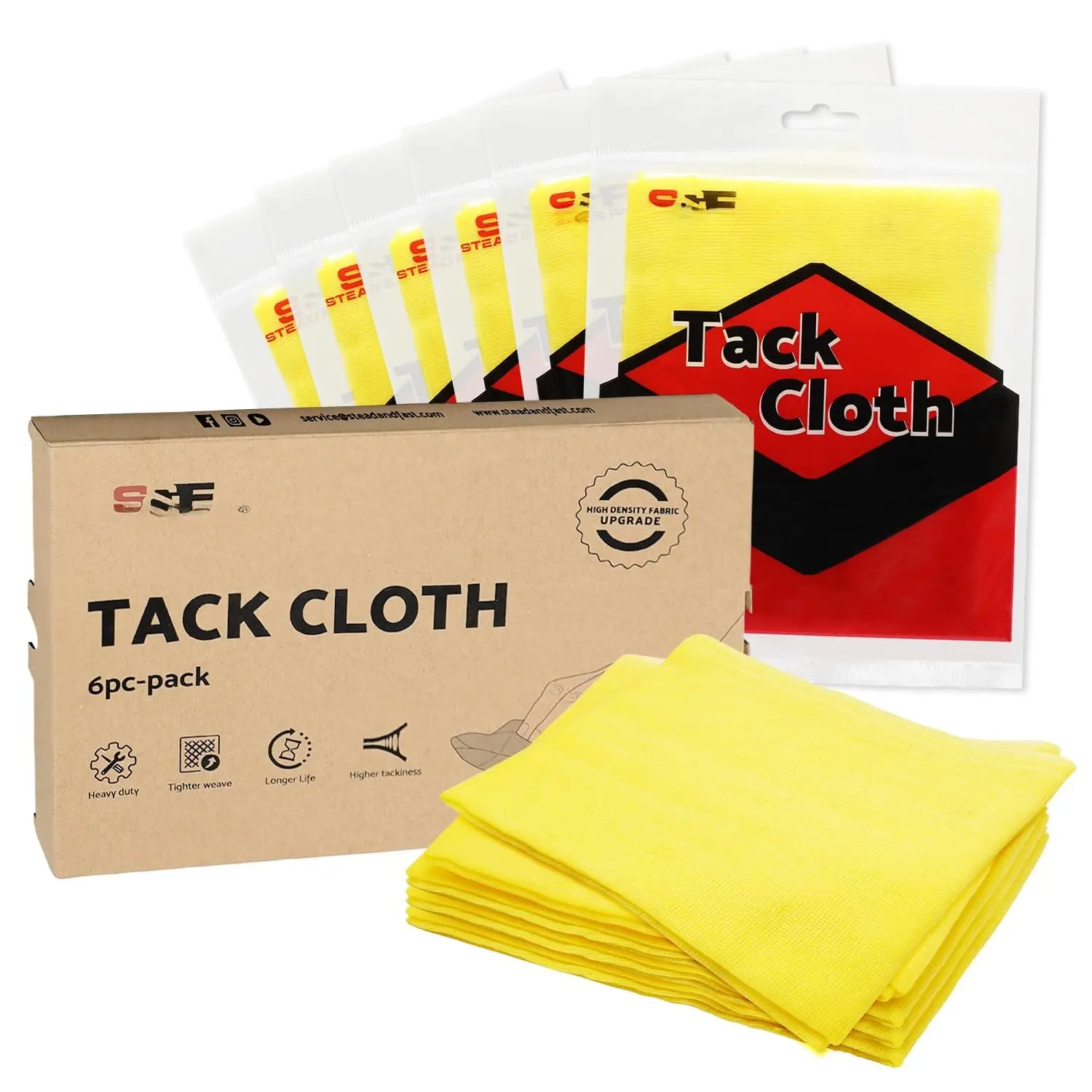 Tack Cloths, 6 Pack, Heavy Duty 28 x 24 Mesh | 8 x 36 in, high density , tighter weave, wax and  free, removes fine dust, for woodworking and auto prep