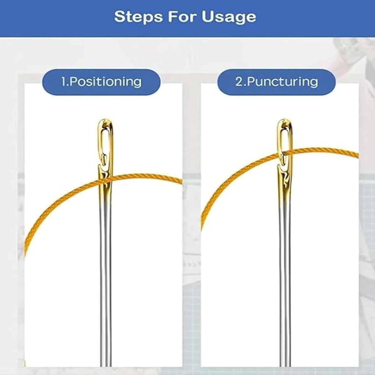 30 Pcs Self Threading Sewing Needles, Side Threading Hand Sewing Needles, Easy Thread Needles for for Knitting Mending DIY Embroidery Sewing, with Wooden Needle Case