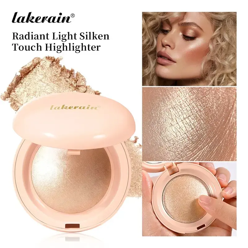 Lakerain Long-Lasting Shimmering Baked Powder, Glow Seeker Glowy Highlighter, Radiant Shimmer, Lightweight & Silky, Blends Seamlessly on Skin, Natural Glow, Ultra-Fine Pigments, Smudge-Proof, Water-Resistant & Transfer-Proof, 4 Shades for All Skin Tones
