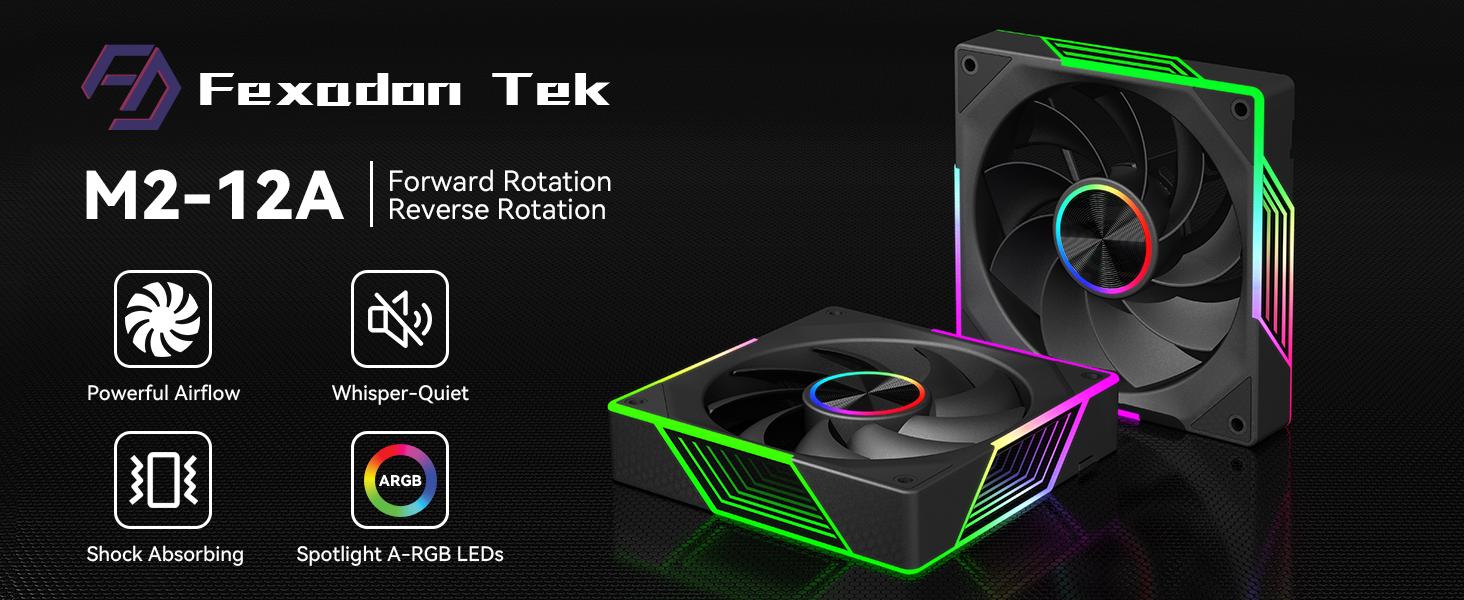 120mm ARGB CPU cooler fan - Set of 3, PWM silent cooling fans suitable for PCs, 1800 RPM, black, reverse-rotating fans