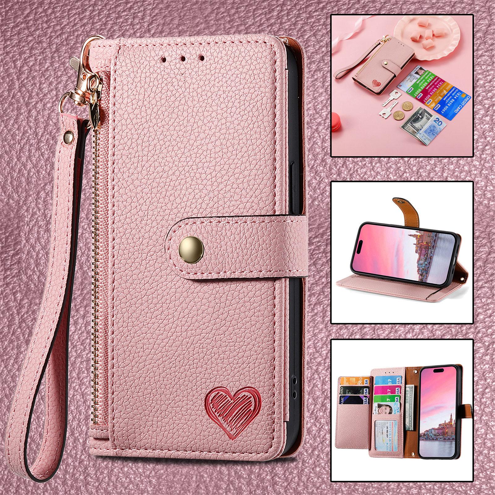 Lychee Texture Zipper Wallet Case with Detachable Strap| [Color] For phone  11 12 13 14 15 16 17