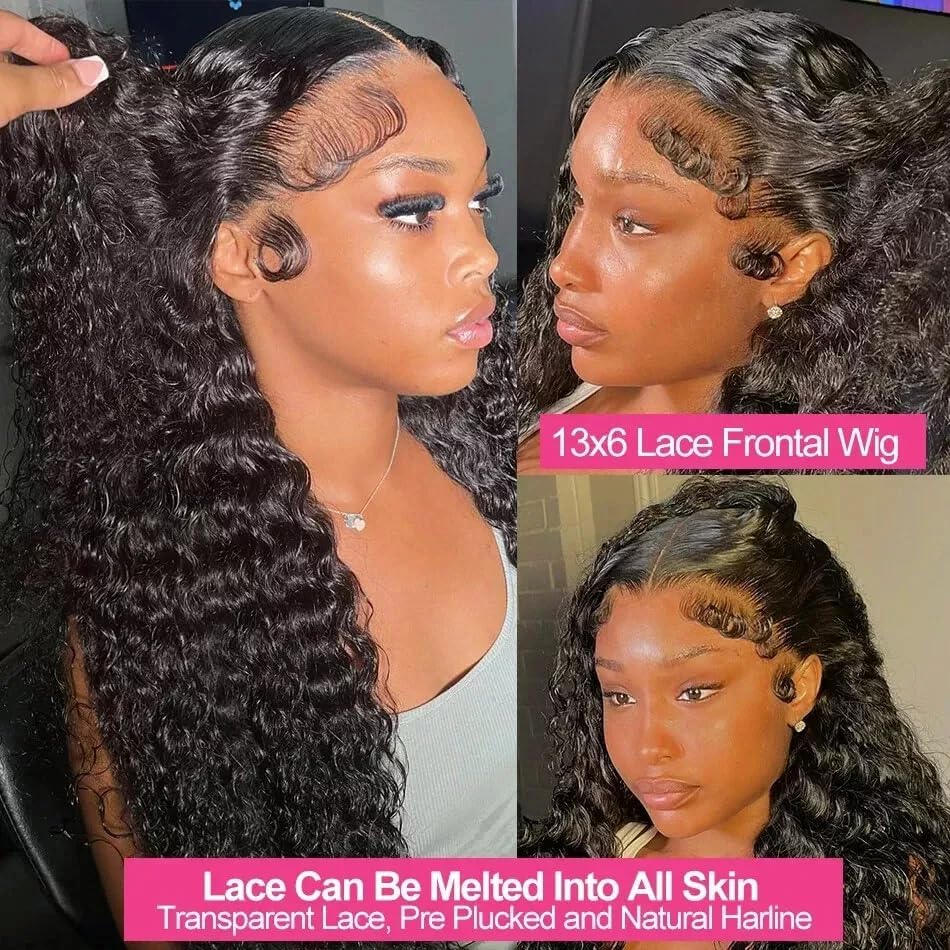 Bling Hair 30 32 Inches Deep Wave 13x4 13x6 HD Transparent Lace Wig Brazilian Human Hair Lace Frontal Wig for Women Curly Pre Plucked 180% Natural Hairline TikTokShopStockUp