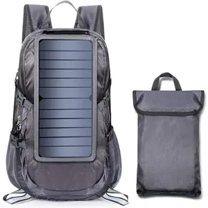 Lightweight Foldable Solar Charging Daypack, Outdoor Hiking Backpack with Stable 5V Power Supply for Phones Electronic Devices