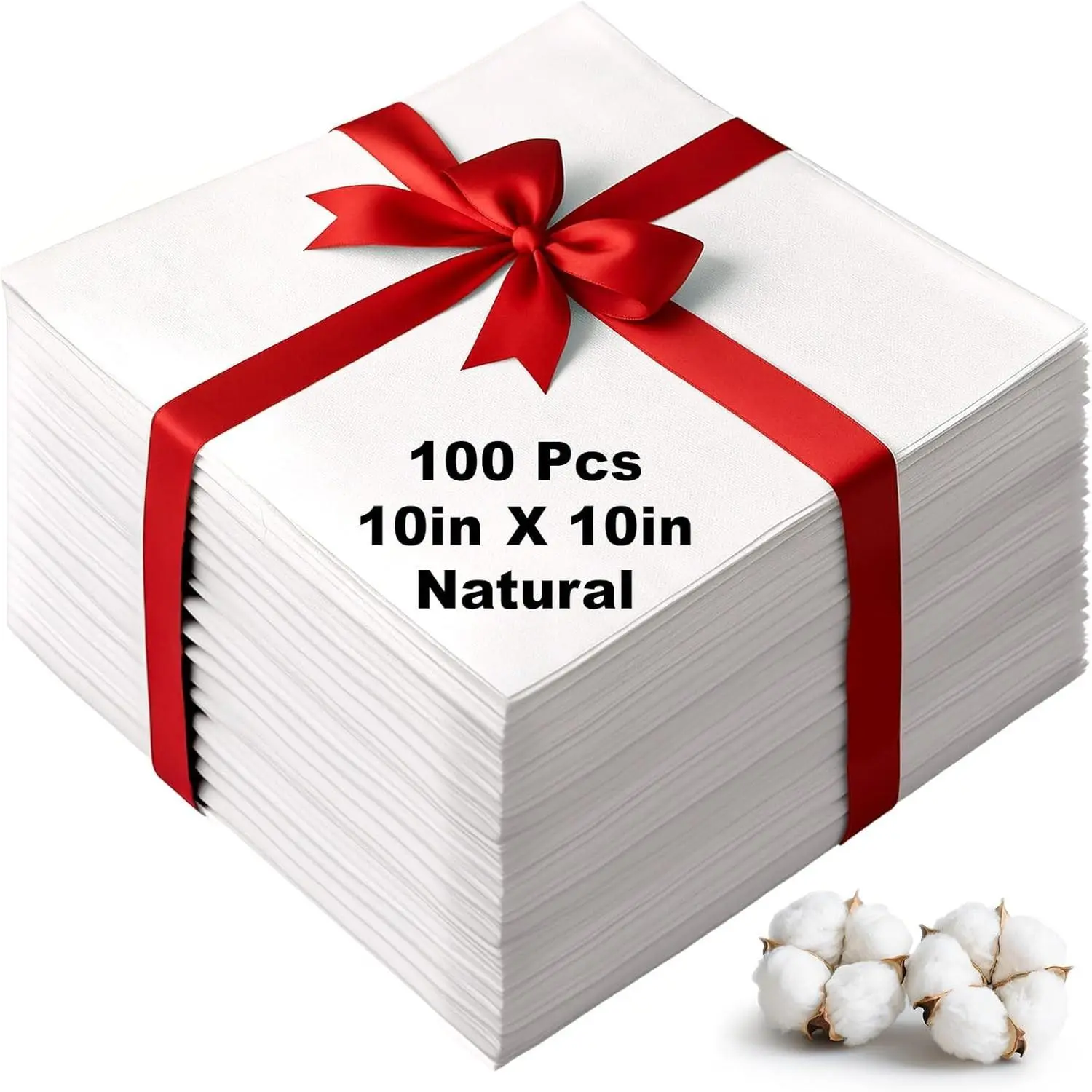 100 Pcs 10x10 Inches Precut Cotton Fabric Squares, Natural Cotton Quilting Bundles for DIY Beginners Sewing CraftGift