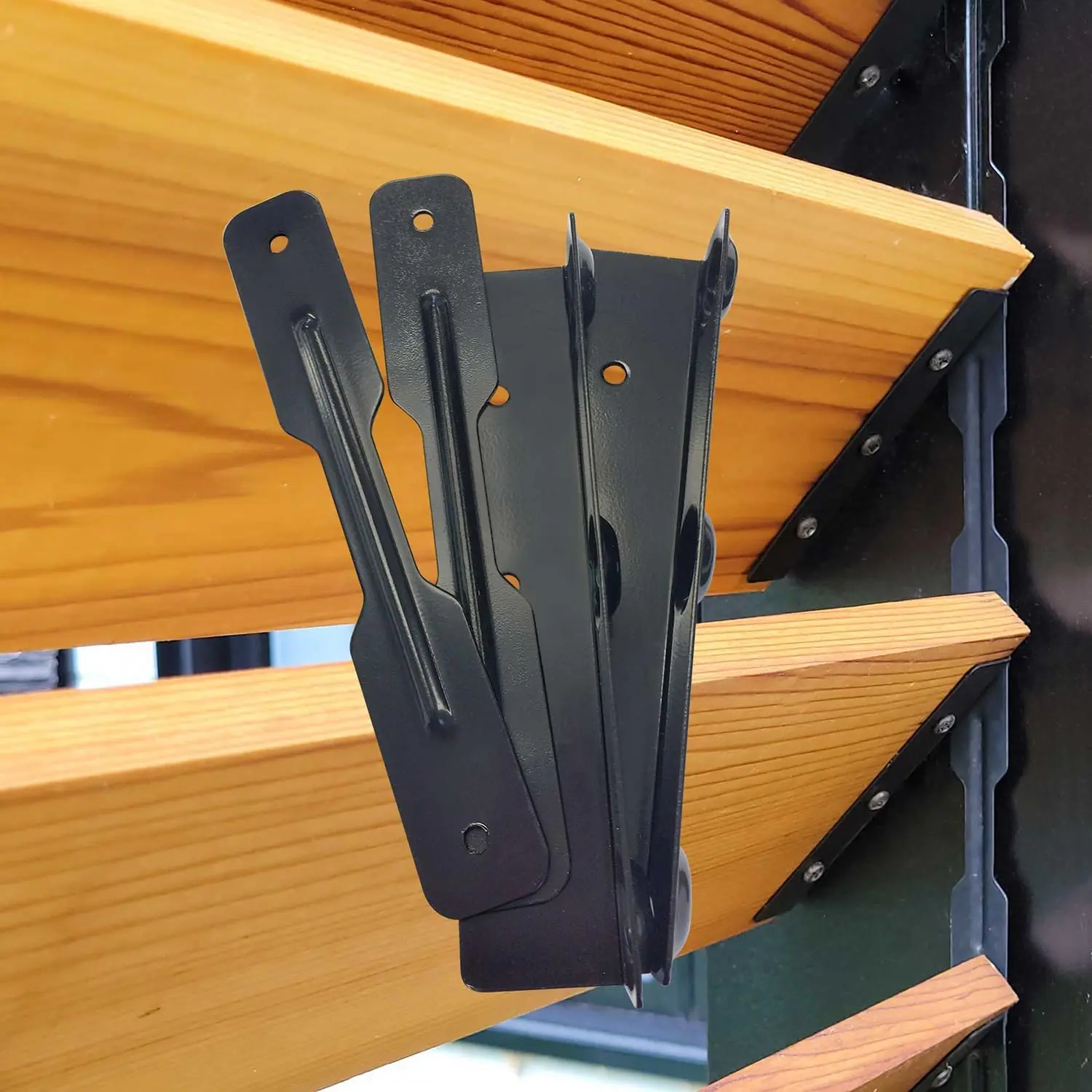 Deck Sunblind System 11060, Louvers Bracket Shutter Kit, Up to 11 Boards (48'') - Black Baked Powder Coating Brackets