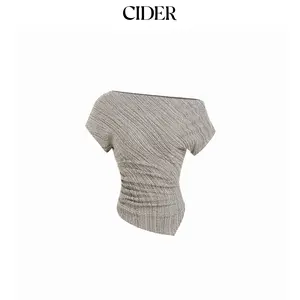 Cider Cotton-blend Asymmetrical Neck Top SummerWins Dealsforyou