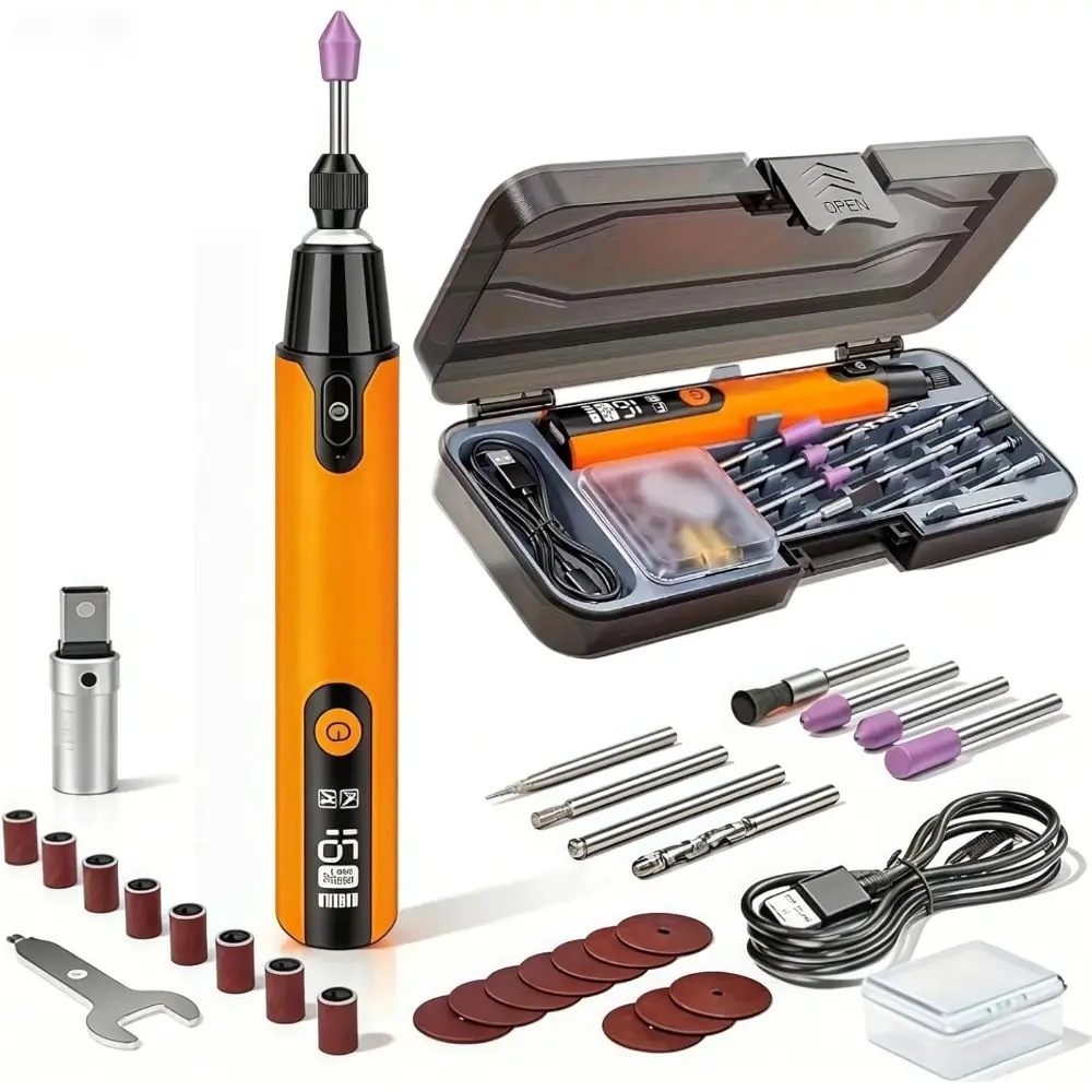 LCD Wireless Cordless Rotary Tool with LCD Display, 6 Variable Speed Settings, USB Rechargeable, Silent Cooling Fan & LED Work Light, Perfect for Polishing, Drilling, Carving