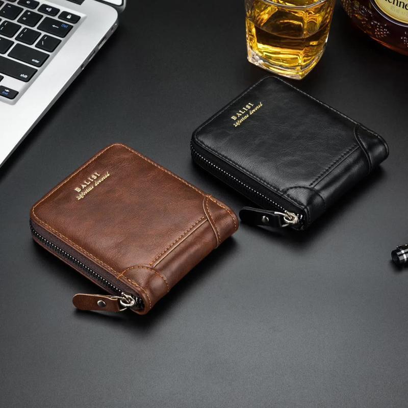 2025 New Men's Wallet PU Leather Purse Zipper Retro Style Short Wallets Men Card Holders Coin Storage Money Bag Do Not Wash