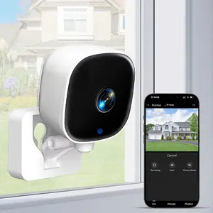 Smart Window Surveillance Camera, WiFi Stick-On Indoor Security Camera, Motion Sensing & Alarm, Two-Way Audio, Dual Storage Backup, Easy Peel-and-Stick Install, 24/7 Recording App Remote Control for Home & Office Safety