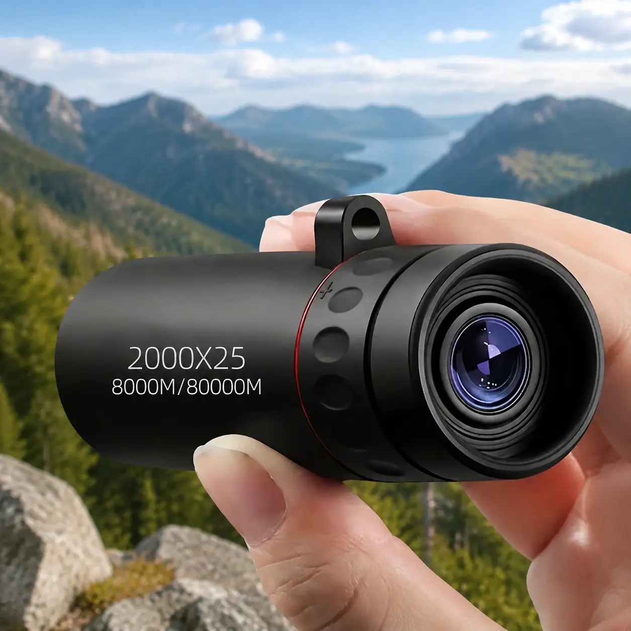 2000x25 High Power Magnification Monocular Telescope, Portable Mini Telescope, Outdoor Monocular Telescopes, Suitable for Outdoor Camping, Traveling, Music Festival, Winter Gift