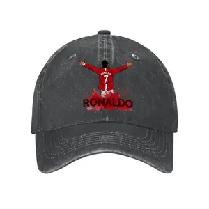 Manchester United No.7 Retro Washed-Finish Baseball Cap – Featuring the Classic CR7 Celebration Graphic; Unisex Fan Merchandise for Matchdays