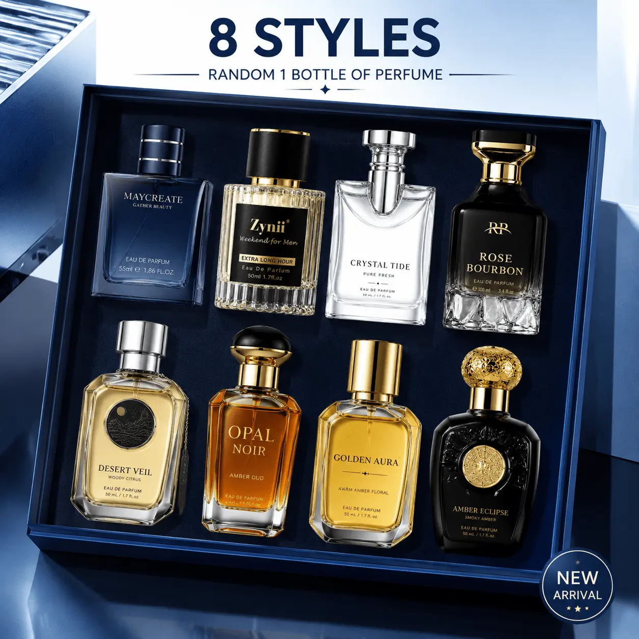 Random 1pc Men's Perfume, Various Light Luxury Glass Bottles, Featuring Woody, and Smoky Spicy Notes, Long-Lasting Eau De Parfum Spray with Elegant Gift Box Packaging, Creates a Confident and Sophisticated Masculine Style, Parties and Holiday Gifts.