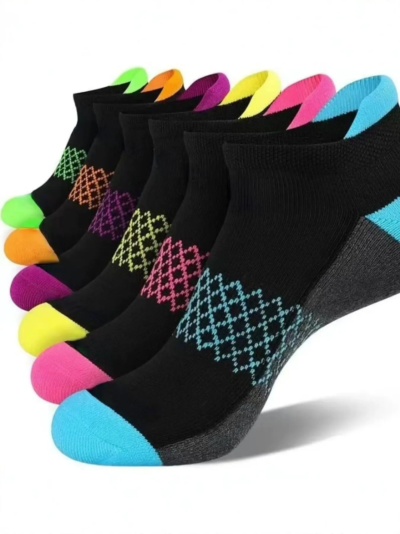 12 Pairs Unisex Professional Sports Ankle Socks, Breathable Mesh Running Basketball Socks, Sweat-Wicking Anti-Slip Shock Absorption