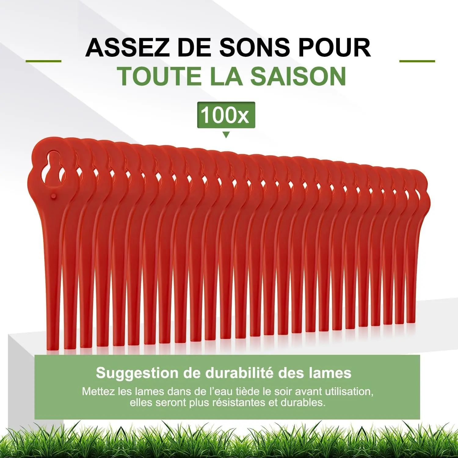 100pcs L83 Plastic Lawn Mower Blades, Bosch Grass Trimmer Accessories, Garden Tools, Weed Cutter Parts, 83x12x7mm