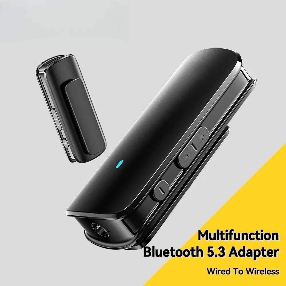 Multifunctional Bluetooth 5.3 Adapter with 3.5mm Jack Aux, 110mAh Compact Card Accessory for Headset, Phone, Car Audio Receiver