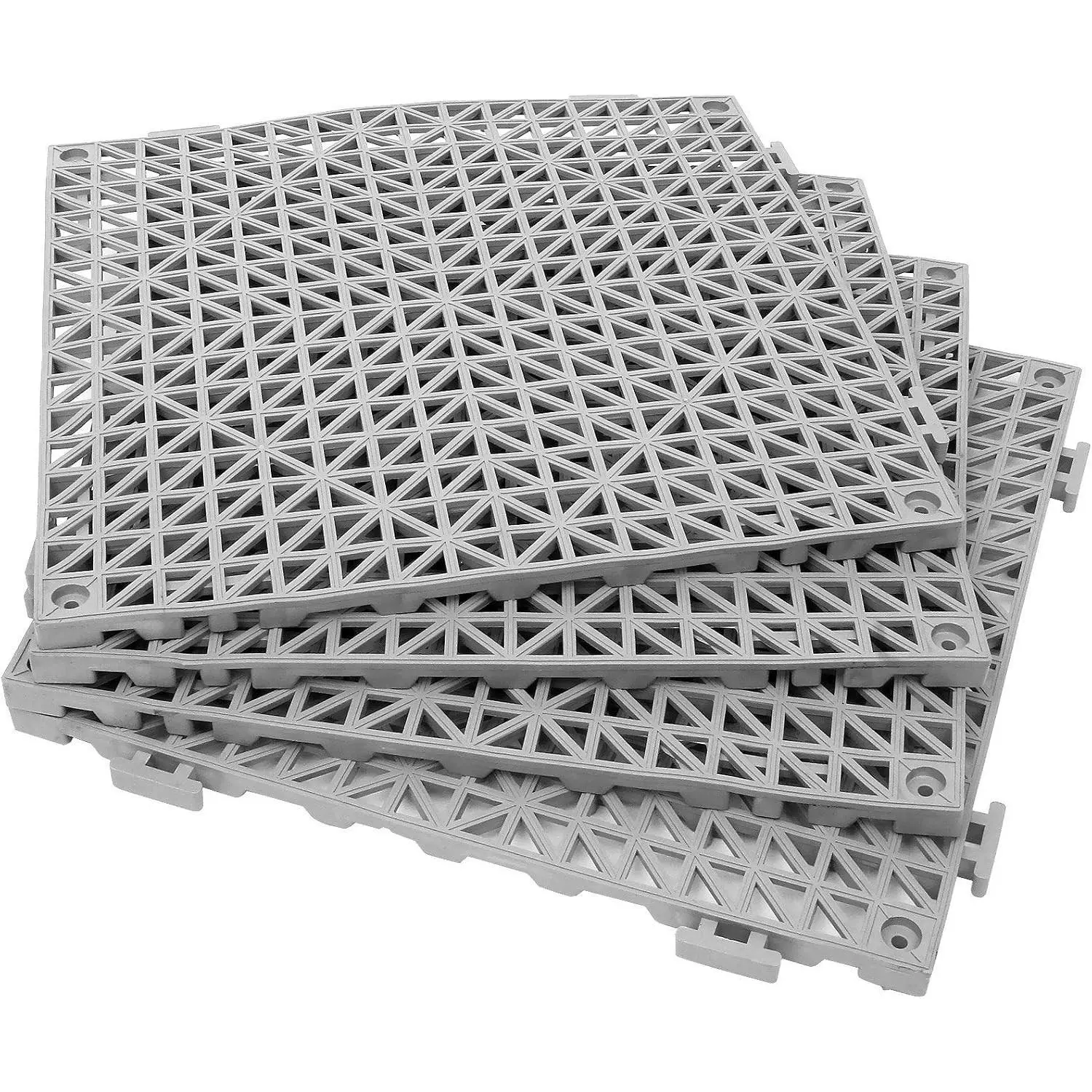 12 Pack 12" x 12" Interlocking Rubber Bathroom Flooring Tiles Non-Slip Splicing Waterproof Mat Modular Interlocking Cushion Mat for Drain, Deck, Pool, Patio, Balcony, Shower, Kitchen, Yard (Gray)