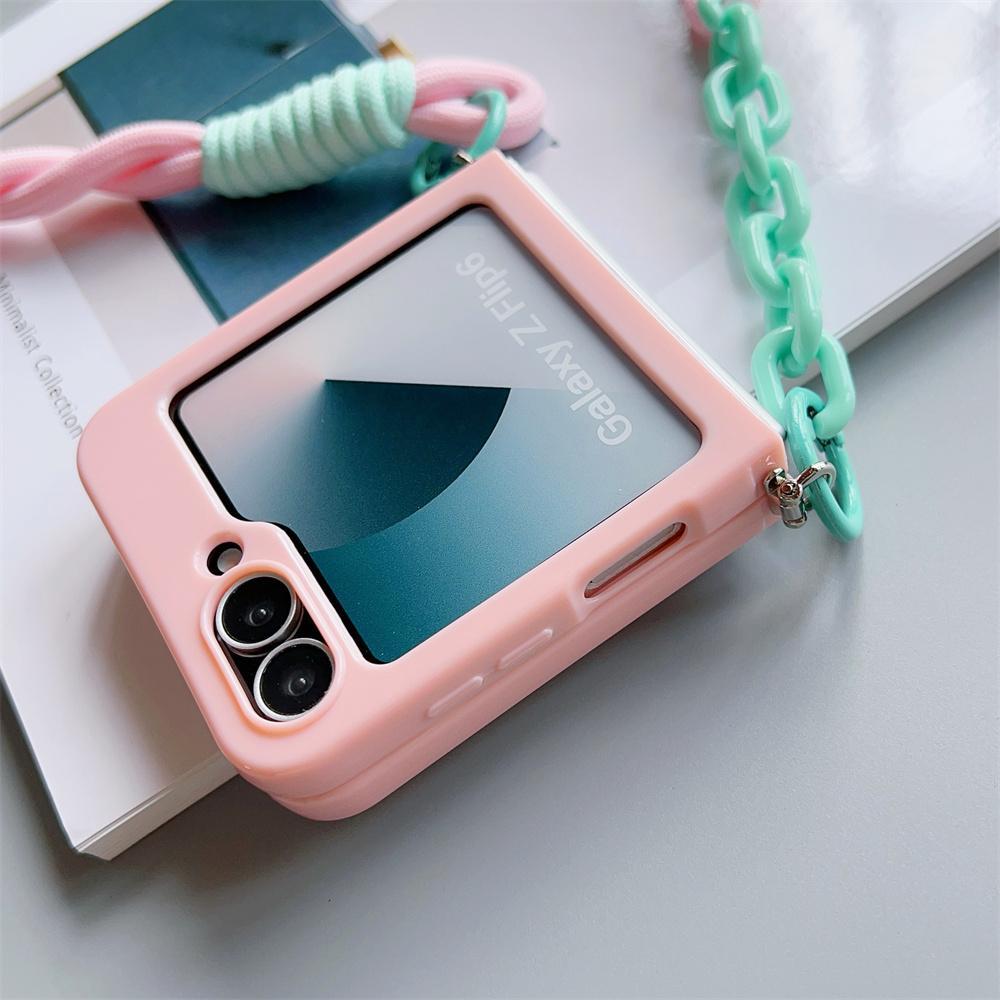 for Samsung Galaxy Z Flip 7 FE 6 5 4 3 Zflip6 Z Flip5 Flip4 Crossbody Lanyard Candy Color Fold Phone Case Shockproof Soft Cover