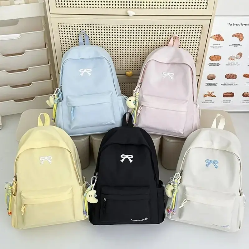 [Back To School] Cute Bow Backpack for Teen Girls, Minimalist Lightweight Student Rucksack, Spacious Daily Book Bag, Versatile Campus Accessory, Ideal for Middle School, High School, College Commute & Casual Daily Outings