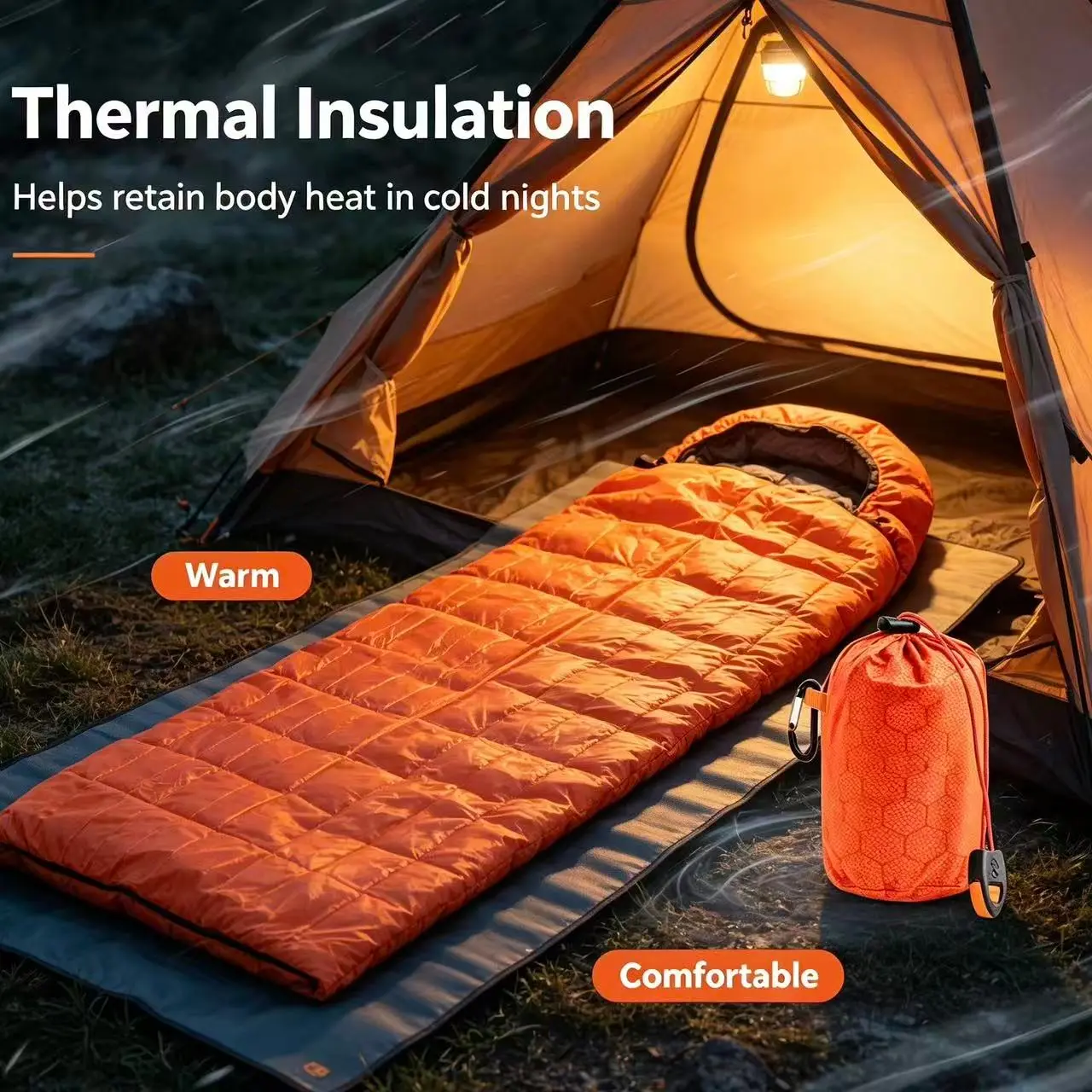 Outdoor Camping Envelope Emergency Sleeping Bag, Simple Cold Protection Insulated Sleeping Bag, Heat Reflective Bag for Outdoor Use, Camping Sleeping Bags
