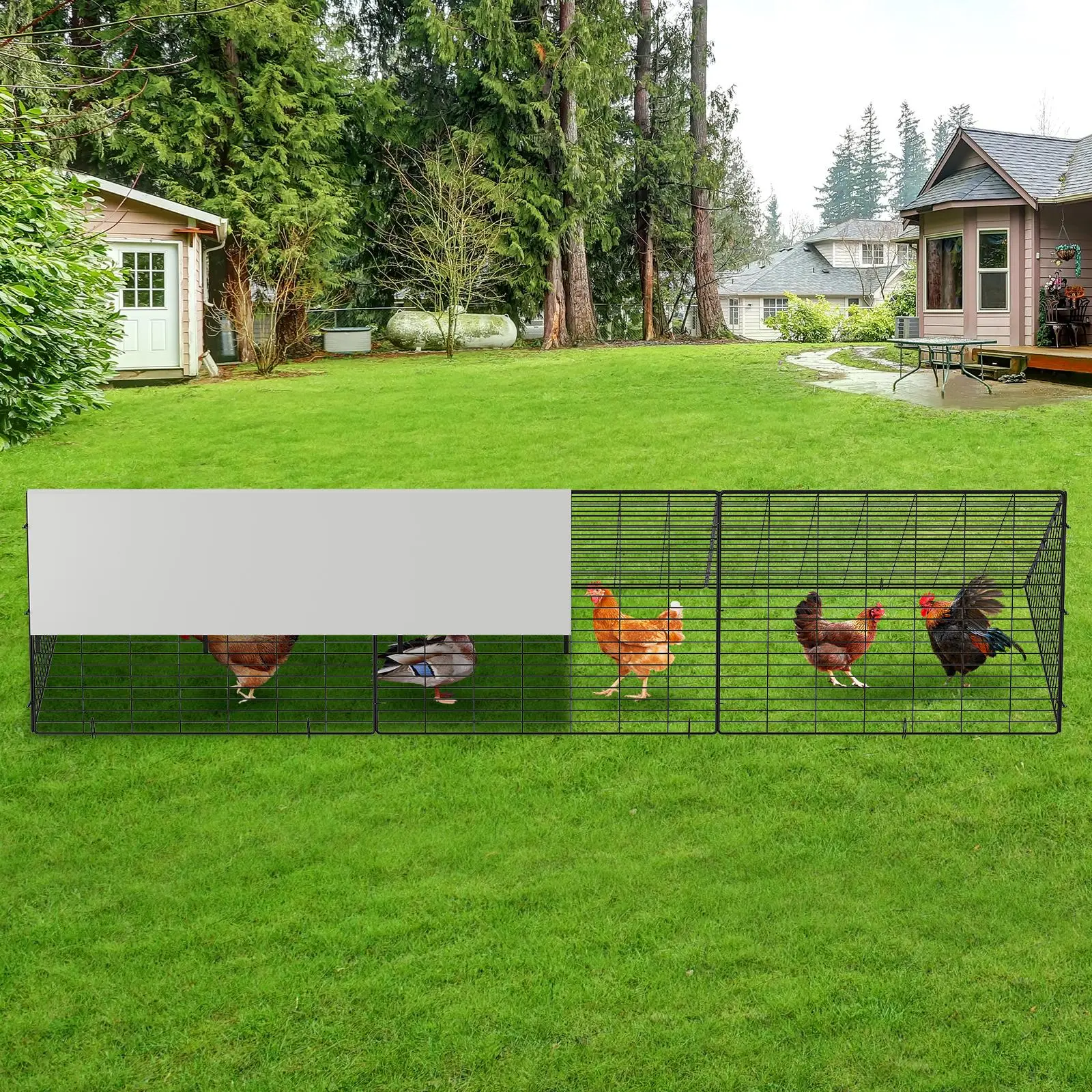 Carbon Steel Chicken Tunnel (287x78.7x24.2 in), Large Heavy-Duty Poultry Run Extension with Oxford Fabric Waterproof Sun Protection Cover, Locked Locks, Easy-Assembly All-Weather Predator Protection Outdoor Accessory for Backyard Hens, Ducks, Geese, Chick