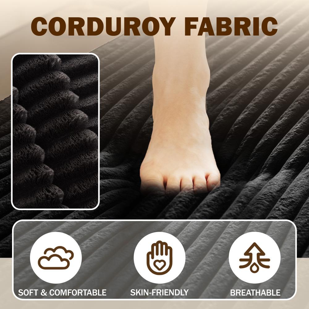 Modern Floor Sofa with 2 Pillows, Convertible Corduroy Fabric Foam-Filled Sleeper Sofa Bed, 15" Twin Size Folding Mattress for Living Room, Guest Bed, Playroom, no Assembly Required