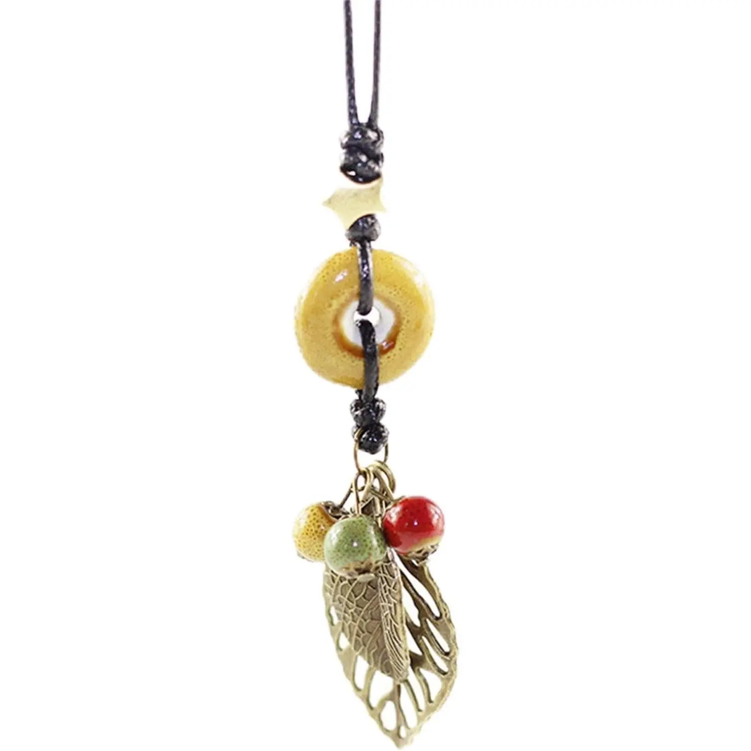 H&Z Bohemian Colorful Ceramic Beads Lariat Necklace, Hippie Moon Stars Ceramic Tassel Beaded  Gifts for Women