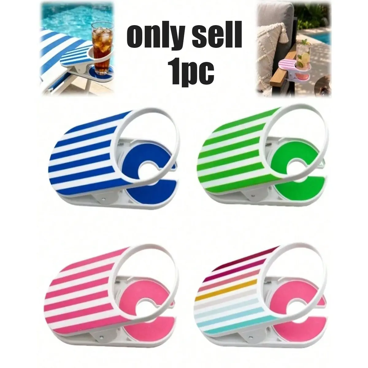 Universal Clip-On Drink Cup Holder, Adjustable Clamp for Tables and Chairs, Non-Slip Silicone, Ideal for Beach Camping Office