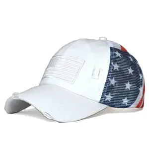 Vintage American Flag Trucker Hat,Distressed Washed Mesh Snapback, Patriotic USA Baseball Cap, Summer Hat for 4th of July, Concerts & Streetwear,father's day gifts