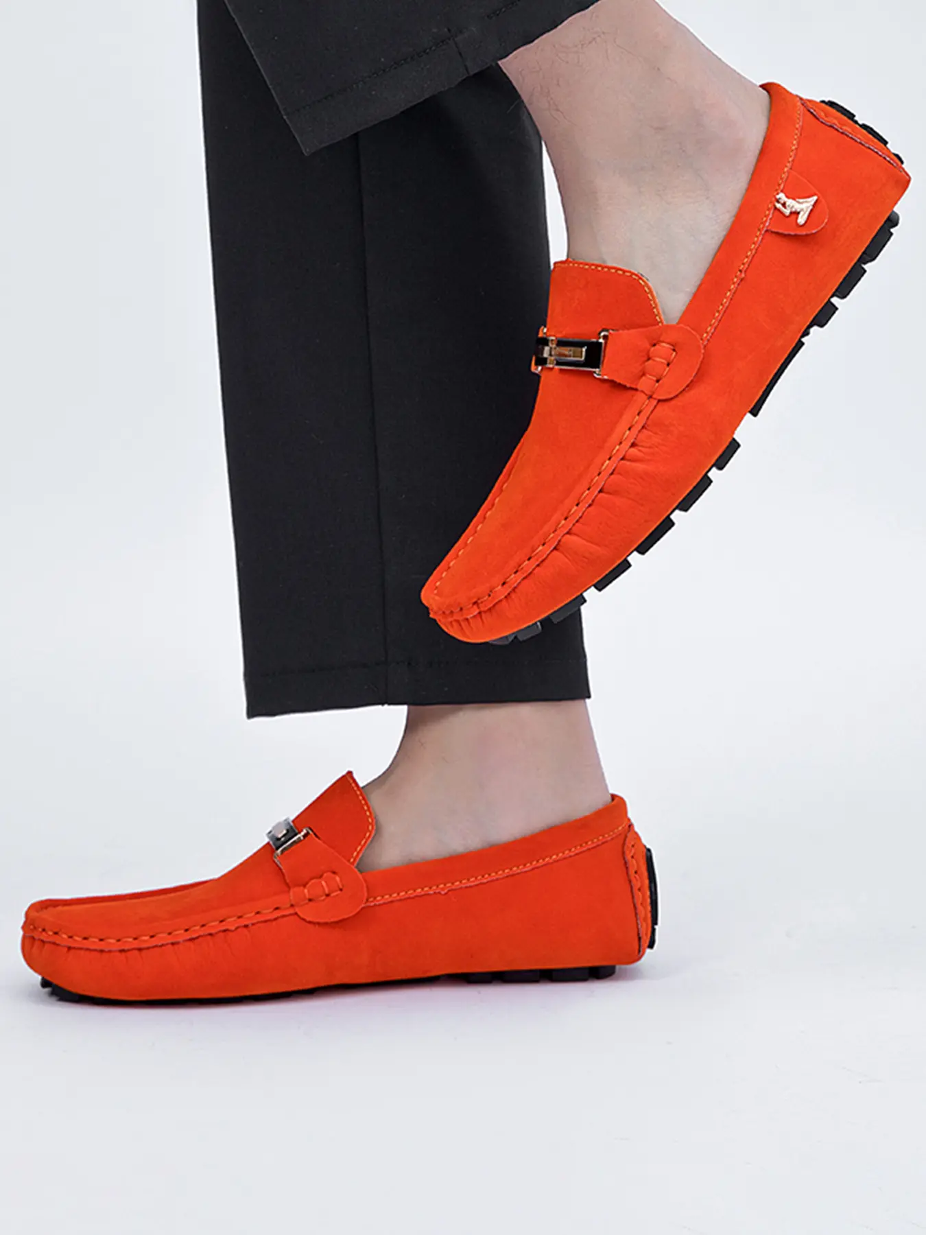 Men Slip-on Driving Loafers, Multi-color Soft Smooth Upper, Low-cut Easy Fit, Flexible Lining & Wavy Textured Anti-slip Flat Sole, For Business Commute, Meetings, City Walks & Leisure Trips Sizes 38-50