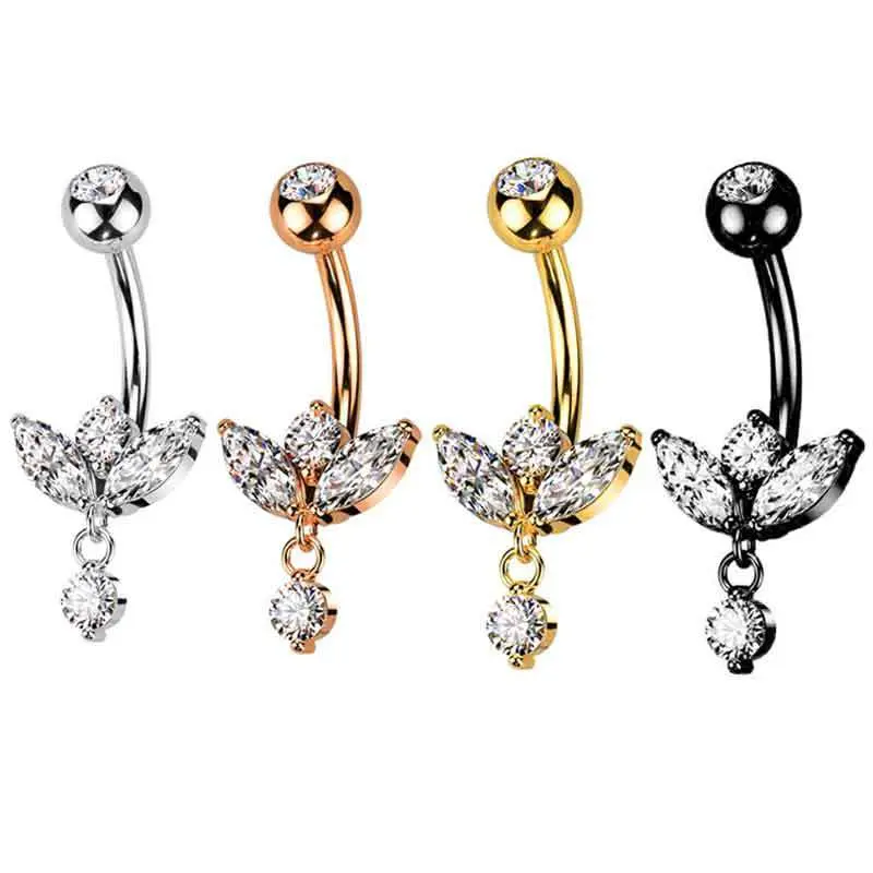 Crown zircon navel piercing ring belly dance accessory in 4 colors
