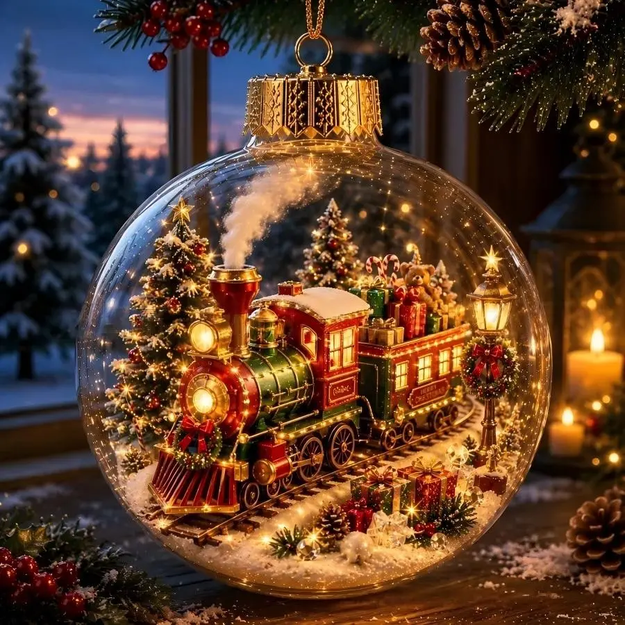 3.15 Inch Christmas Gingerbread House Transparent Ball Ornament, Hanging Decoration for Christmas Tree, Festive Holiday Decorative Item