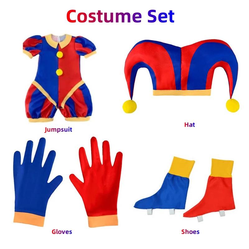 The Amazing Digital Circus Pomni Cosplay Costume Uniform Jumpsuit Hat Bodysuit Human for Adult Kids Costume Cartoon Cos