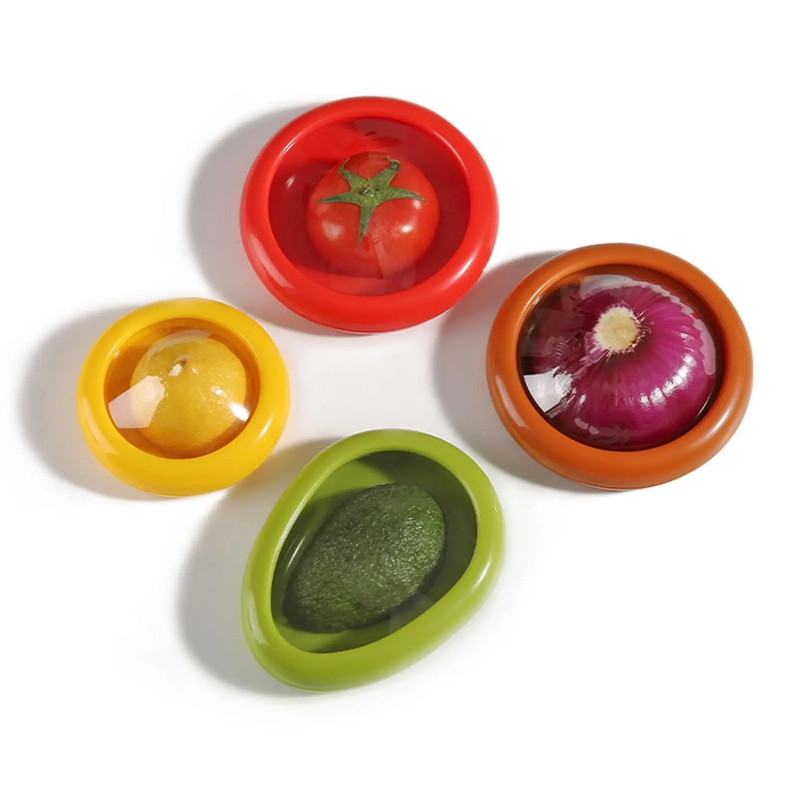 4pcs Fruit Vegetable Shaped Storage Set, Reusable Tpu Silicone Containers, Anti-Oxidation Fresh-Keeping, Ideal Fridge Food Savers