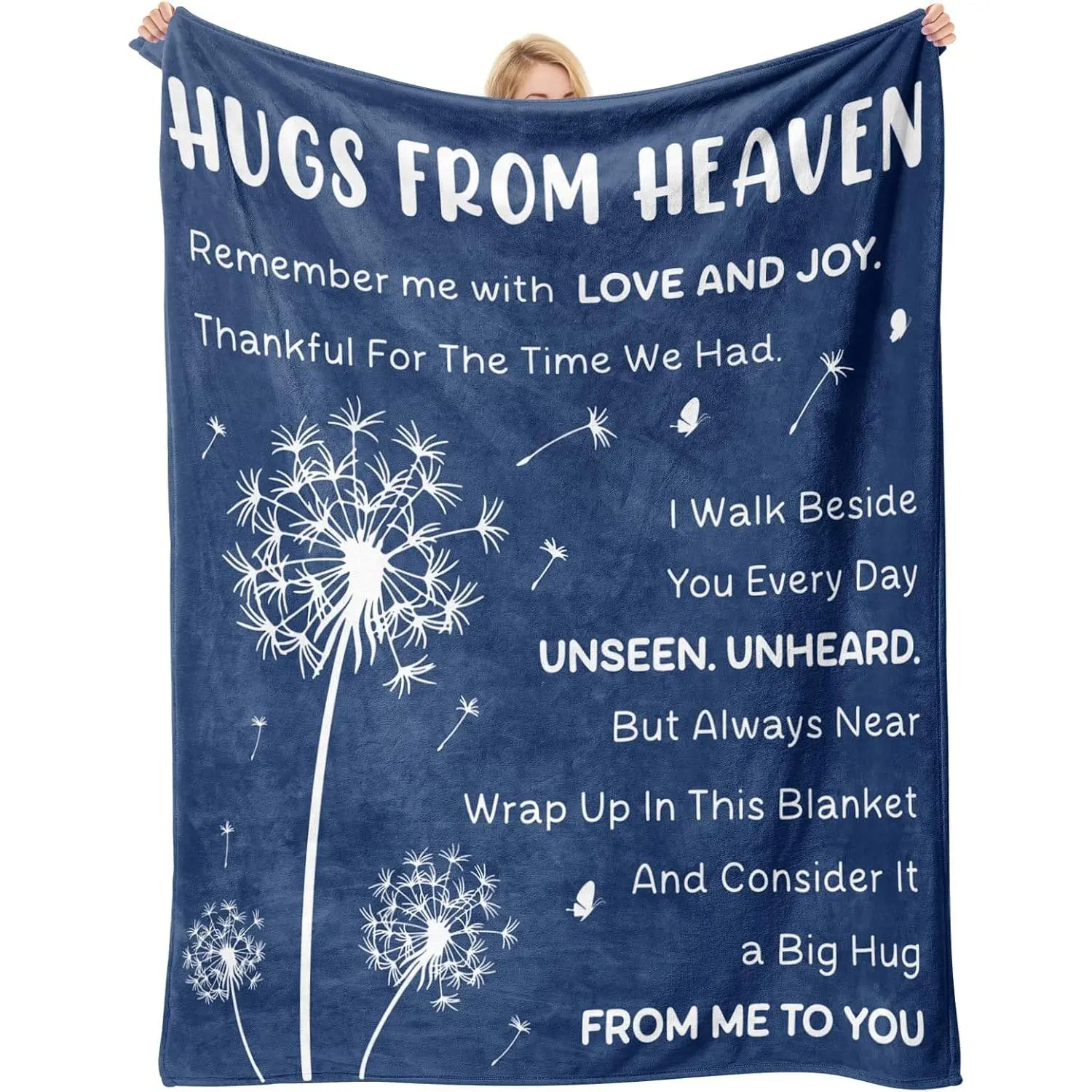 Sympathy Hug Blanket from Heaven,Sympathy Gifts for Loss of Loved , Bereavement Emotional Support , Memorial Blanket for Loss of Mom Dad Sister Husband Son Daughter, Blue 60'' x 50''