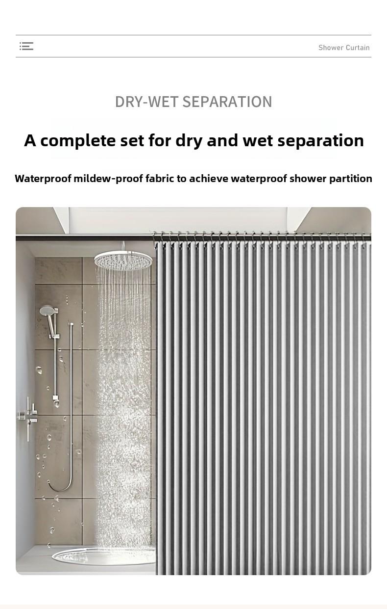 Foldable Magnetic Shower Curtain, Waterproof, Mold-Proof, No Drilling Required, Thickened, Light-Blocking, Partitioning Shower Curtain