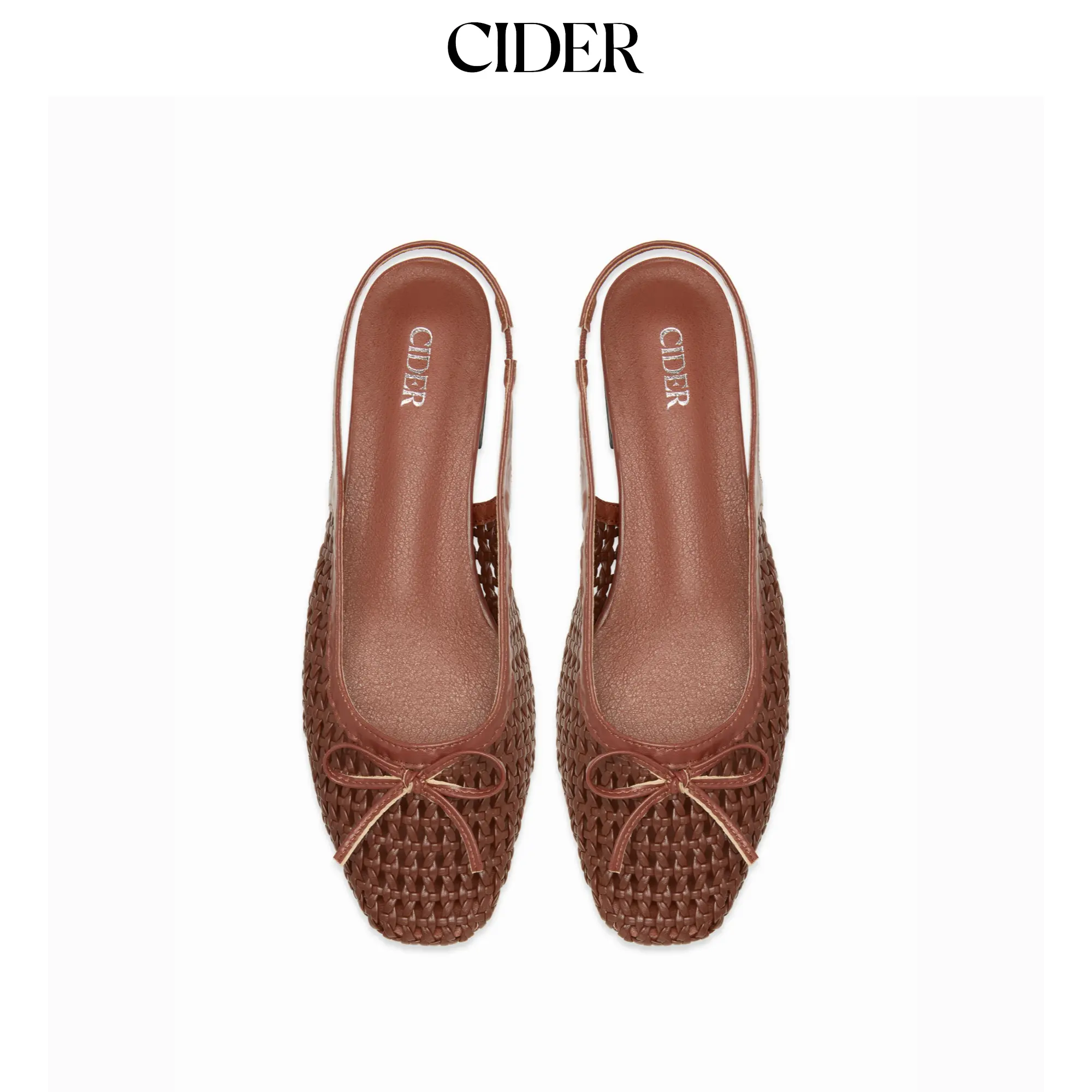 Cider BOWKNOT WOVEN SLINGBACK FLATS SohoChic