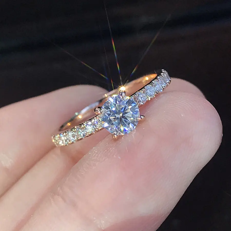 Women's Glamorous Cubic Zirconia Ring, Elegant KC Plated Copper Engagement Jewelry for Daily Wear, Casual, Engagement Rings fine formerly cici gem luxury high quality promise marquise cut gift oval radiant rhinestone Personalized Alloy Ring with Coin