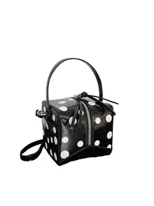 Silver Polka Dot Mini Bag, Lightweight Crossbody Handbag, Summer Retro Style, Fits Phone, Lipstick, Keys, Earphones, Perfect for Outing