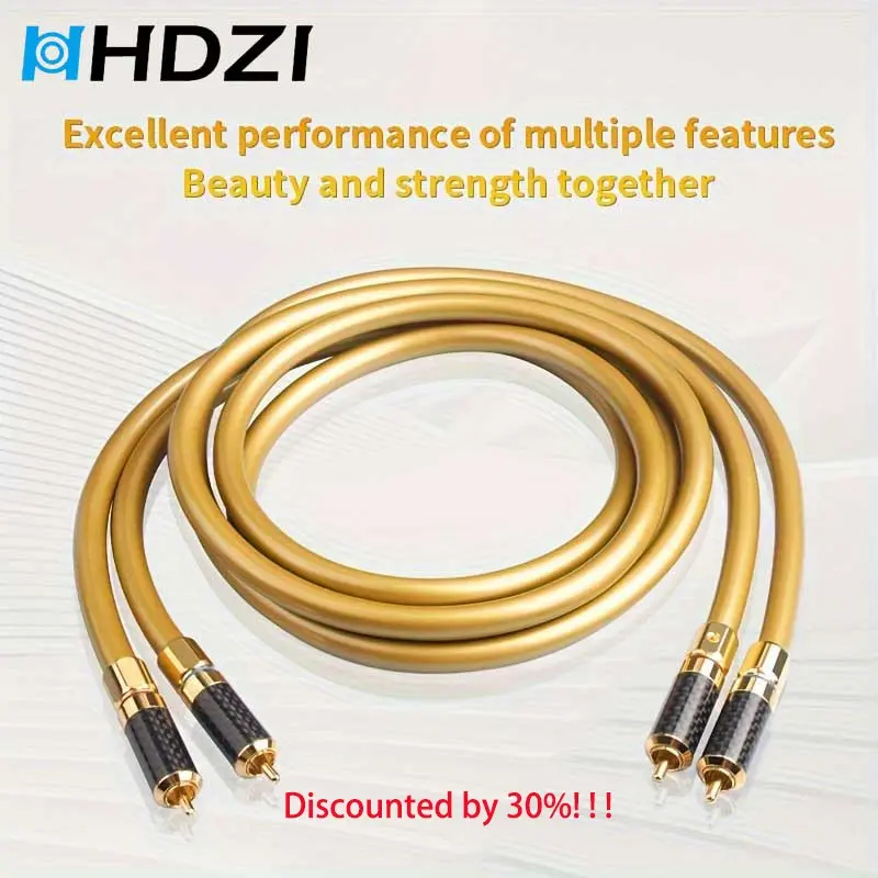 Rca Hi-Fi Audio Cable, Pure Copper Core, Gold Plated Connectors, Anti-Interference, High Fidelity, Home Theater, Professional Recording, Beauty, Multifunction