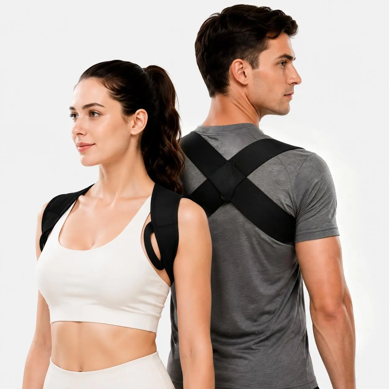 Posture Corrector for Men & Women, Adjustable Back Brace for Rounded Shoulders & Slouching, X-Shaped Shoulder Support for Better Posture