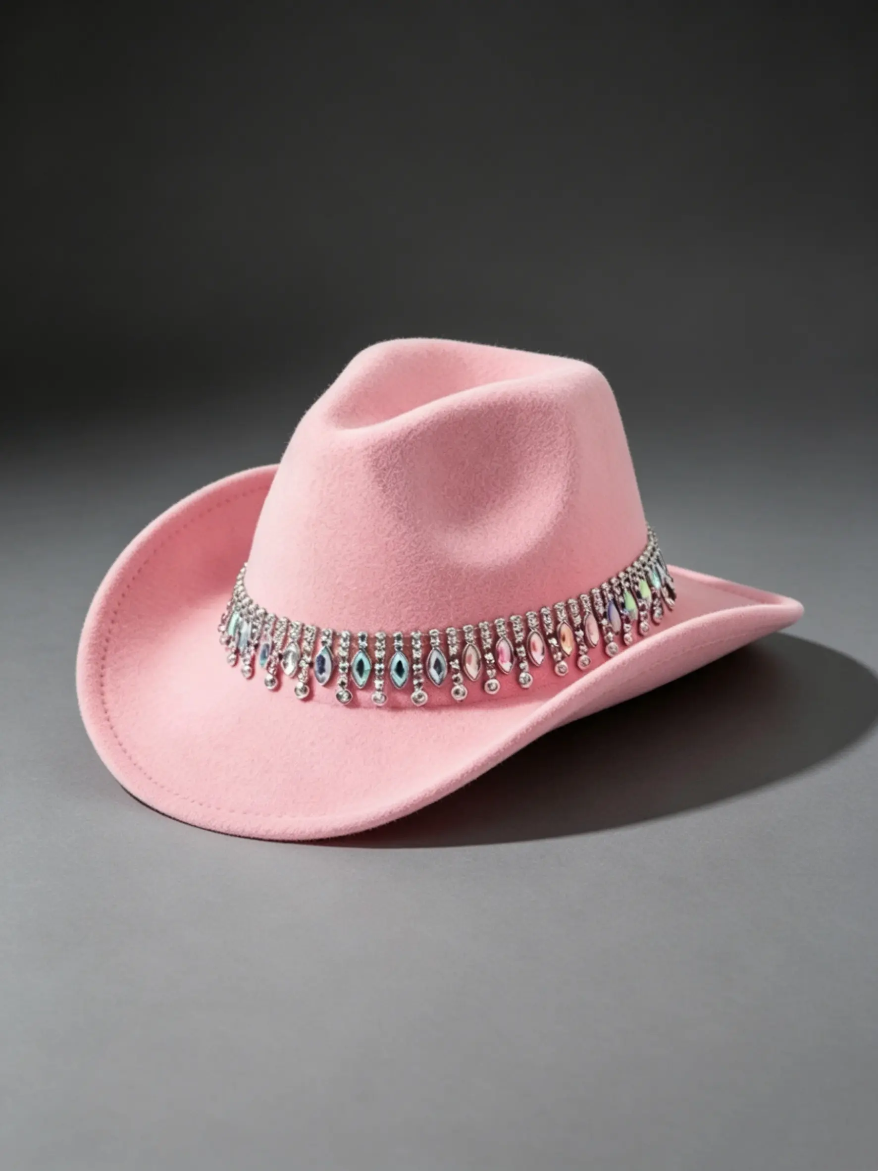 Western Cowboy Hat Cowgirl Hat for Women, Felt Bucket Hat with Rhinestones and Fringe, Elegant Party Hat for Birthdays, Graduations, Dates