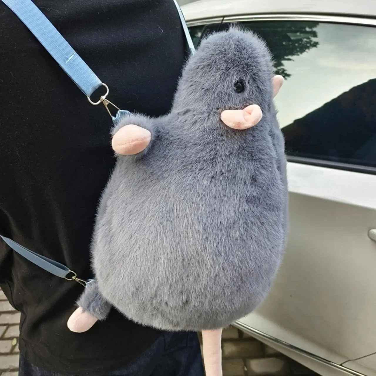 2026 Unisex Mouse-Shaped Plush Synthetic Waterproof Backpack, Large-Capacity Funny Niche Fashion Commuting Bag, Mouse Shape