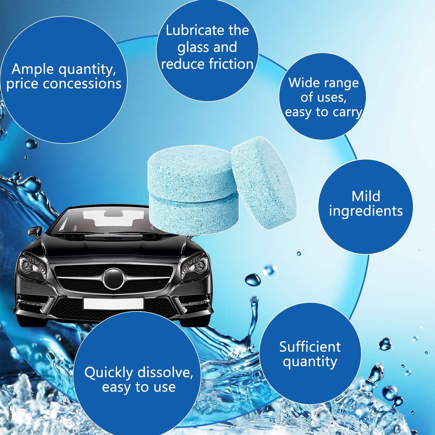 30pcs Concentrated Windshield Wiper Cleaner Effervescent Tablets - Solid Washer Fluid in Tablet Form, Car Cleaning Supplies, Detailing Chemicals, Mother's Day Gift for Her, summerwins