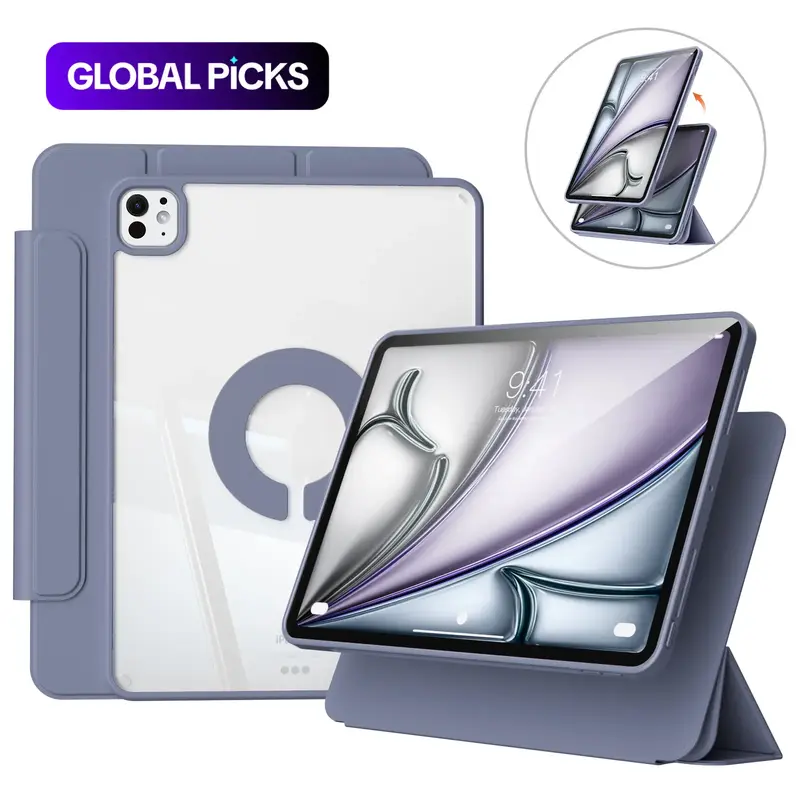 KENKE Magnetic Rotatable Detachable Tablet Case with Pencil Holder, Protective Flip Cover Compatible with iPad, Smart Tablet Accessories, Tablet Casing