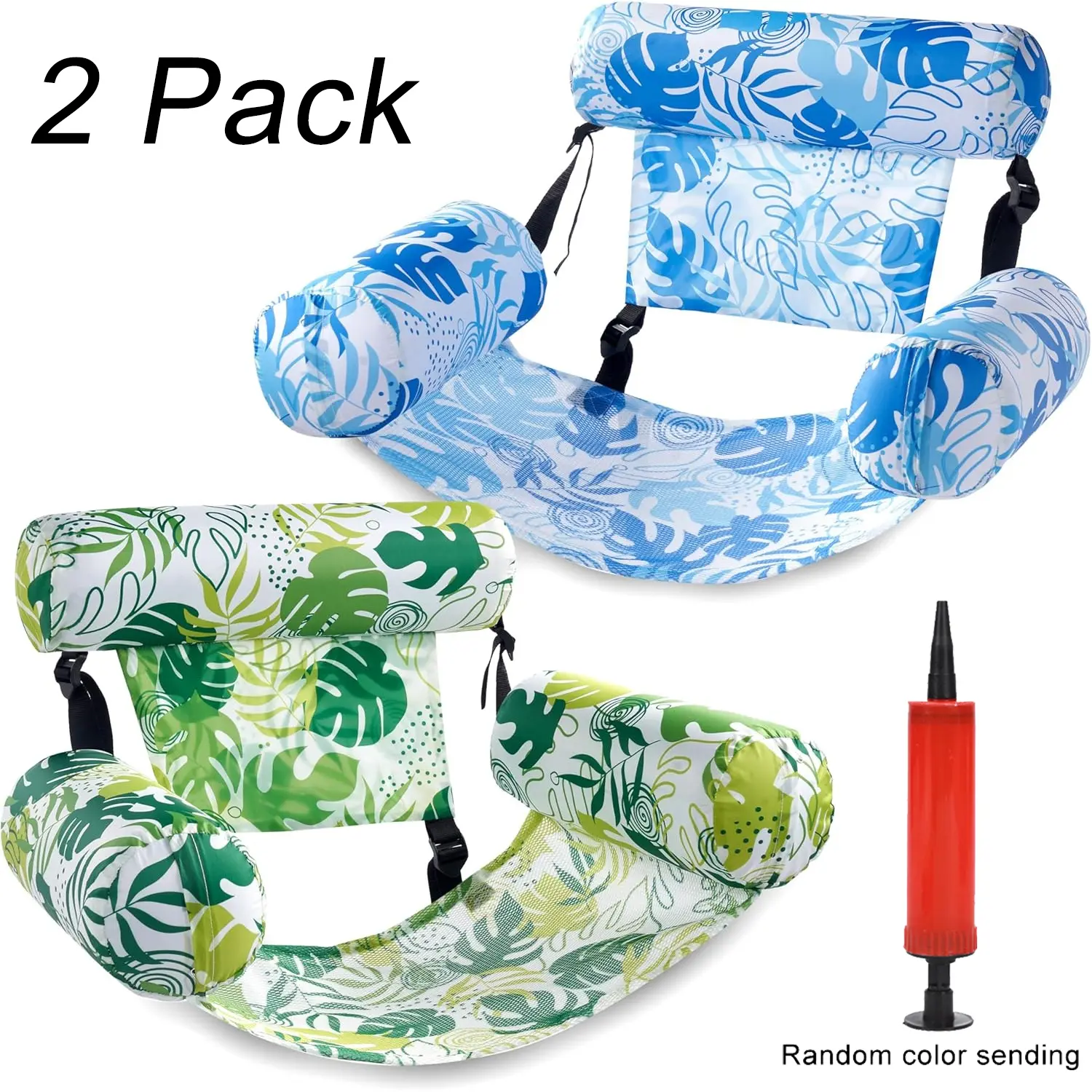 2-Pack Inflatable Pool Hammock, Foldable Portable Float Sofa, Pool Floaties, Pool Float Chairs, Pool Lounge Chair for Adults, Summer Sunbathing, Manual Pump Included