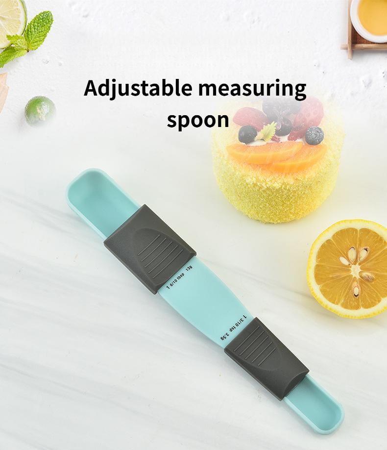 Adjustable measuring spoon, baking plastic measuring spoon, kitchen tool plastic graduated measuring spoon, adjustable measuring spoon set