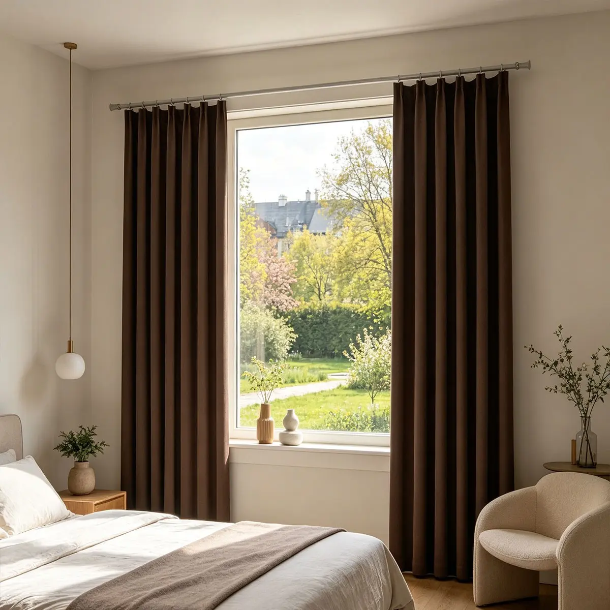 2-Pack Solid Blackout Curtains, Minimalist Warm Style, Bedroom & Living Room Pleated Privacy Energy-Saving Curtains