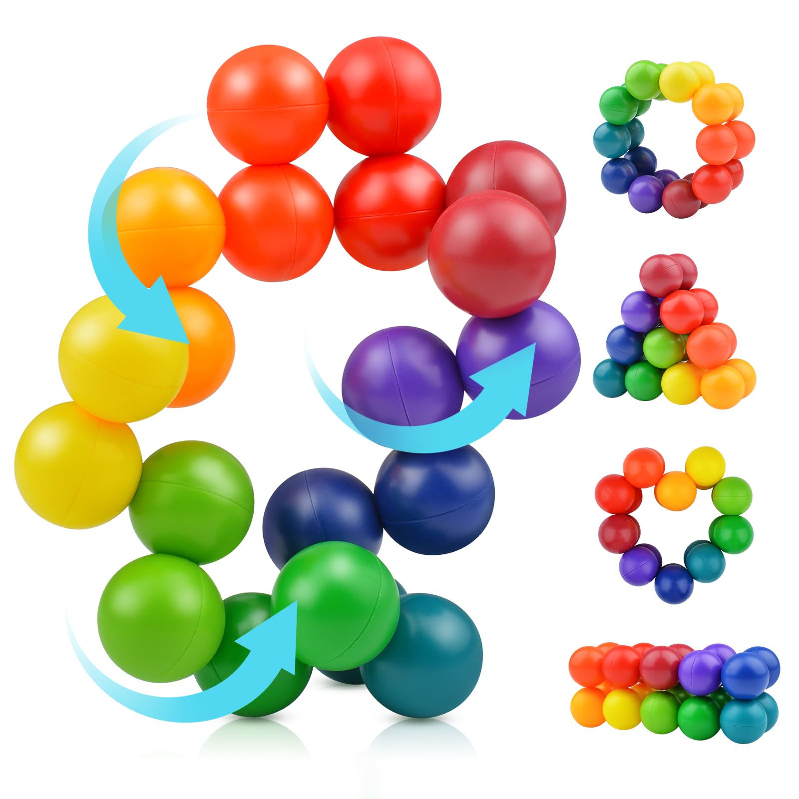 Autism Sensory Toys for Kids and Adults, Fidget Rainbow Ball Stress Relief Toy, Perfect Calm Down Activities for Travel and Home, Fidget Balls, Promote Relaxation