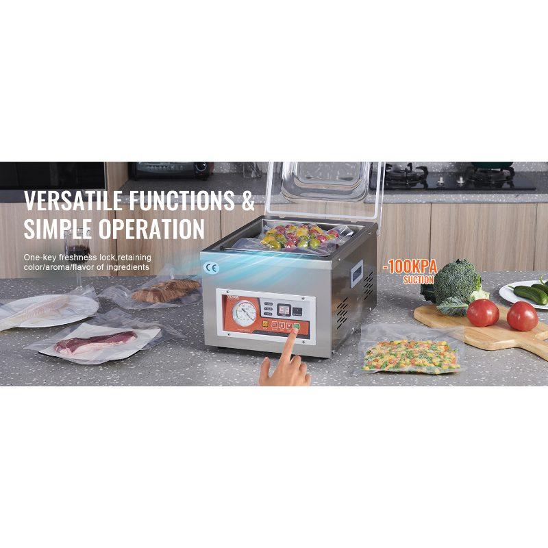 VEVOR Chamber Vacuum Sealer, 260W Sealing Power, Vacuum Packing Machine for Wet Foods, Meats, Marinades and More, Compact Size with 10.2 in Sealing Length, Applied in Home Kitchen and Commercial Use VEVOR Chamber Vacuum Sealer, 260W Sealing Power, Vacuum Packing Machine for Wet Foods, Meats, Marinades and More, Compact Size with 10.2 in Sealing Length, Applied in Home Kitchen and Commercial Use