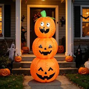 1pc 47.24ft Stackable Inflatable Pumpkin Model for Halloween, with LED Lights, Decor Ornament for Outdoor Yard & Party